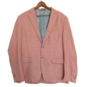 Single Breasted Microcheck Alan Flusser Blazer Large 48R Linen Derby Frat Preppy